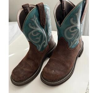 Ariat Fatbaby Heritage Western Boots Women’s 8  Brown Leather Suede 8”Tall